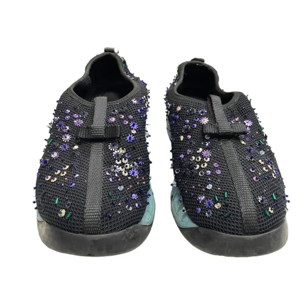 Dior Fusion Black Mesh Beaded Sequin Embellished Pull On Sneakers‎ 38.5 (8.5)